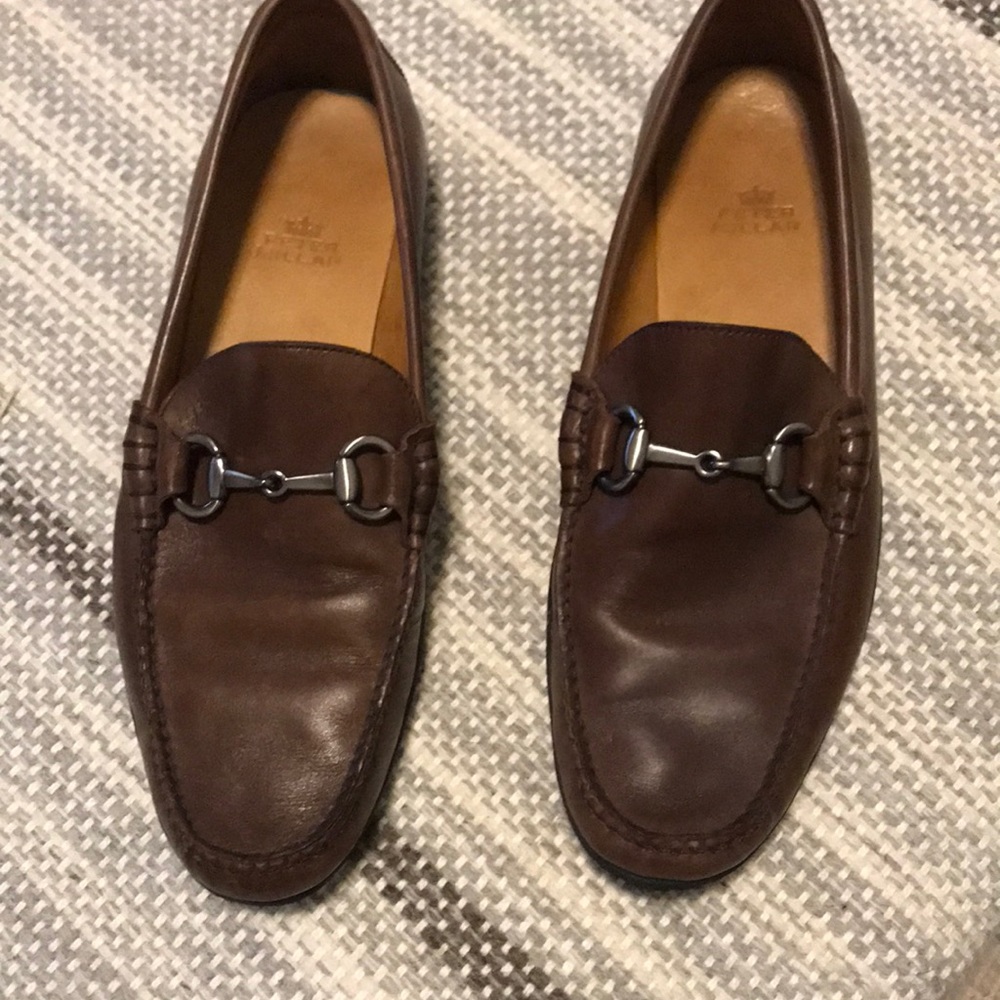 Peter millar brown leather men’s loafers, size 8